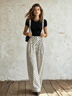 Women's Polka Dot Vacation Style Elegant Casual Overalls Pants - Mixed colors
