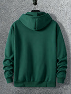 Warner Licensed Men'S Autumn Hooded Sweatshirt, Reinforced Ribbed Cuffs, Breathable Polyester Fabric, Hip-Hop Street Style Distorted Heart Wolf Pattern, Suitable for Retro Hip-Hop Outfits, Urban Trendy Men, Practical Kangaroo Pouch - Green