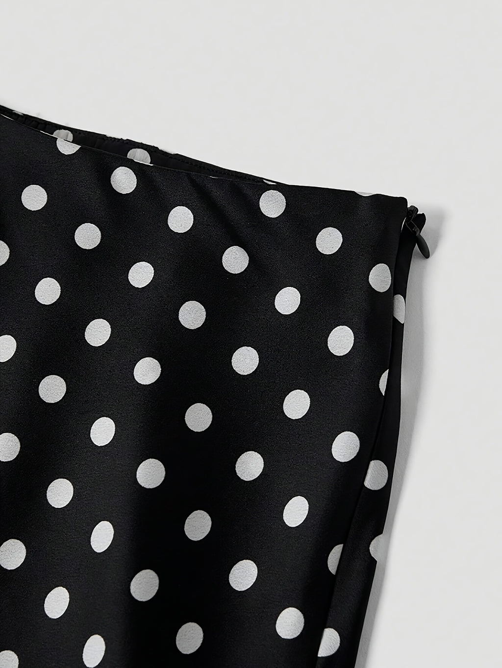 Women'S Vintage Polka Dot Satin Skirt - Black