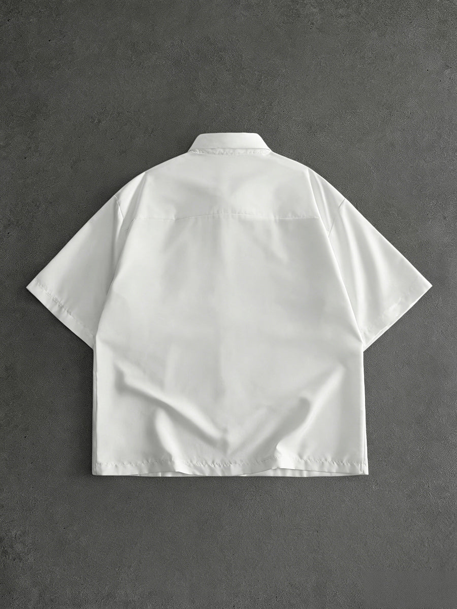 White Short Sleeve Shirt for Men, Back to School Preppy Style Design Short Sleeve Uniform Shirt with Detachable Tie, Niche Structural Minimalist Casual Shirt Suitable for Daily Outings, Outdoor Commute, Gift for Boyfriend - White