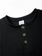 Men'S Henley Collar Long Sleeve T-Shirt Top Spring Autumn 5pcs Set Breathable Skin-Friendly Knit Fabric Contrast Color Button Half-Open Diamond Relief Jacquard Fabric Ribbed Cuffed Business Casual Men'S Base Layer Long Sleeve T-Shirt Suitable for Da - Black+Book White+Khaki+Light Gray+Book White