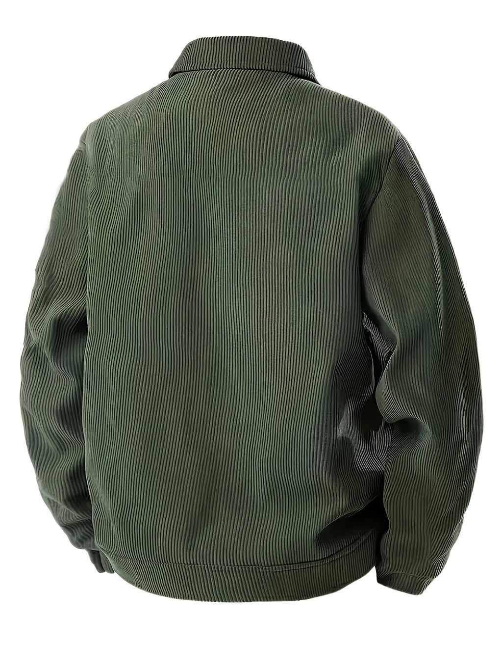 [Pearson OBM] Men'S Corduroy Lapel Cargo Jacket, Italian Light Luxury Style, Letter Print Double Button Pockets And Pinstripe Fabric, Spring/Autumn Mid-Age Men'S Commuter Warm Casual Top Winter Clothes for Men - fern green