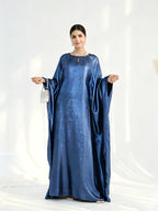 1pc Fashion Satin Bright Elegant Vacation Comfortable Loose Long Sleeve Solid Color Simple Breathable Casual Women's Abaya Dress, Abayas for Women, Muslim Khimar Robe, Chic Femme Robe, Elegant Women's Abaya, Muslim Women's Clothing - Royal Blue
