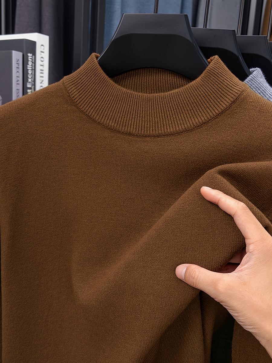 Minimalist Urban Crewneck Sweater for Portable Daily Commuting - Caramel