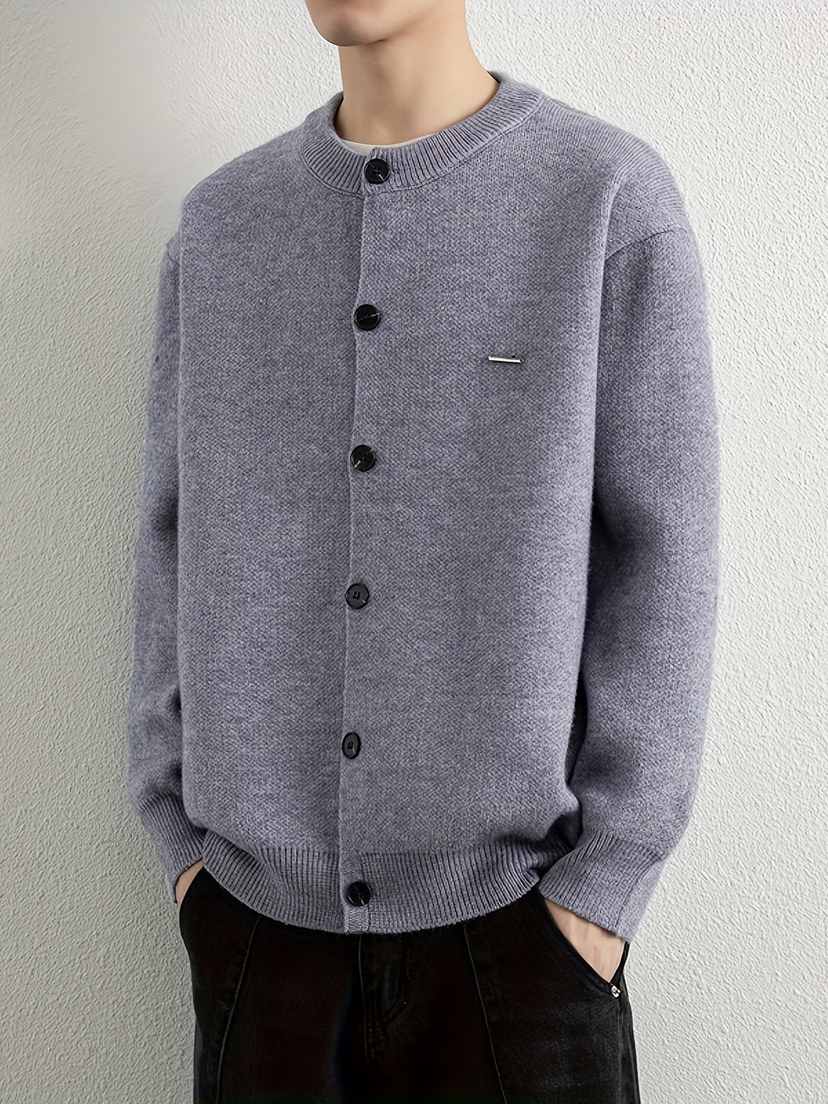 Men's Autumn Winter Trendy Versatile Warm Cardigan Sweater 25861 - Grey