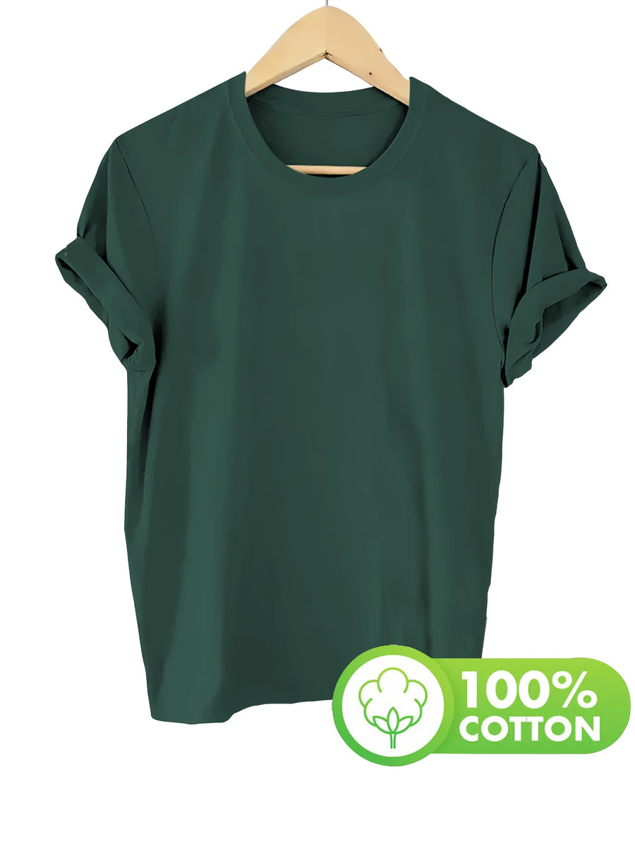 Spring/Summer Women's T-Shirt, Basic Short-Sleeve T-Shirt for Daily Wear - 1 - Deep Green