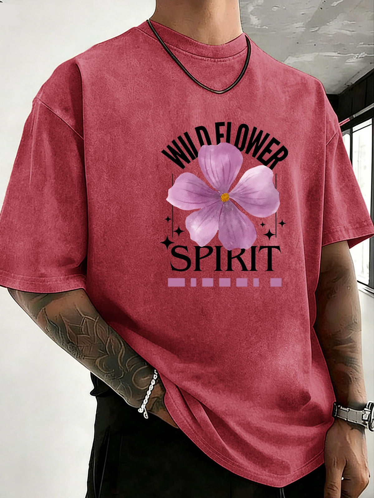 Mid-Summer Vacation Style Unisex T-Shirt, Pure Washed Distressed, Double-Sided Print, Breathable And Sweat-Absorbent, Loose Fit Outdoor Hiking Sports Trendy Casual Short Sleeve, Sweat-Resistant - Red