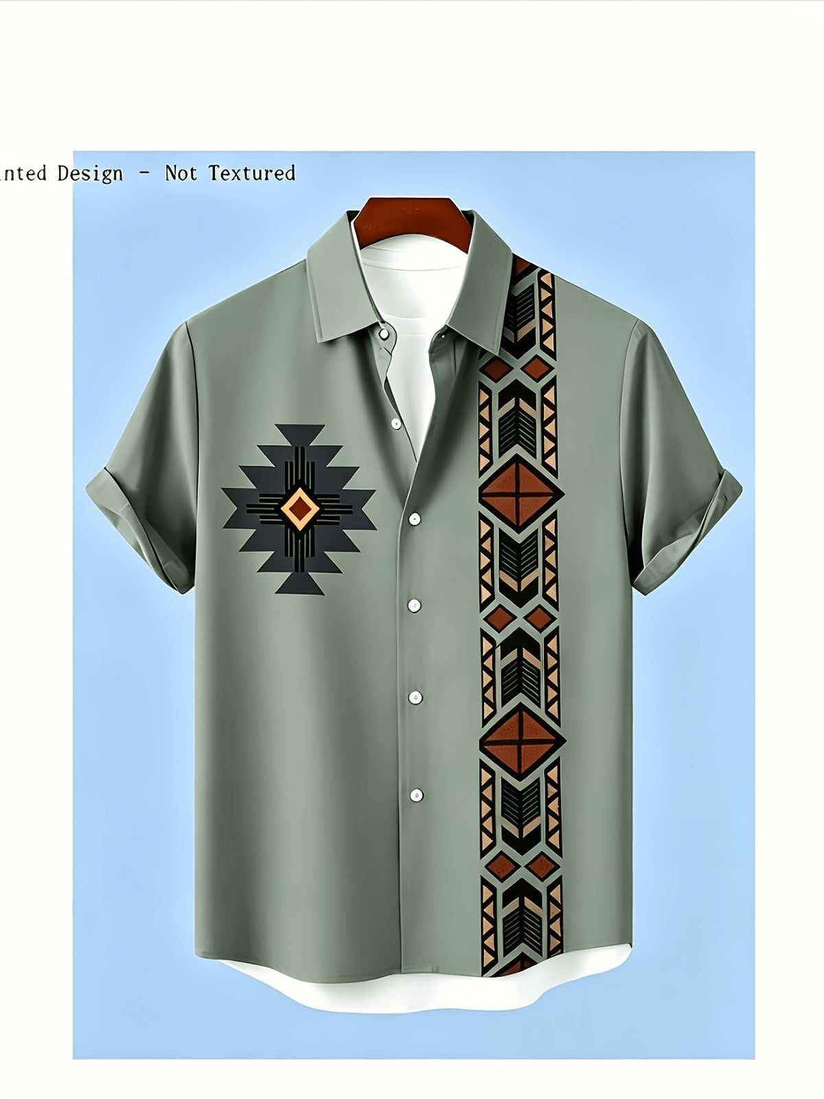 Men'S Short-Sleeve Shirt Ethnic Style Tribal Daily Summer Fashion Comfortable Casual Top - Green