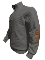 MILANO Italian Stand Collar Men'S Sweater Autumn Winter Jacquard Diamond Check Business Casual Half-Button Pullover, Knit - Grey