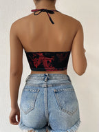 Dragon Pattern Print Suspender Top - Mixed colors