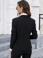 Women'S Professional Blazer, Slim Fit, Suitable for Workplace Interviews, Parties, And Spring/Autumn Wear - Black