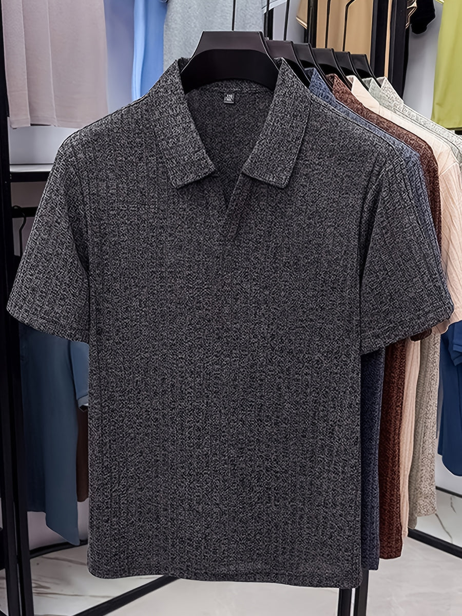 Men's Summer Lapel Polo Shirt, Slim Fit Straight Cut, Highly Forgiving Fit, Sculpts Waist and Abdominal Lines, Clean and Crisp Upper Body; Suitable for Various Occasions Including Daily Casual, Light Business Commuting, and Outdoor Outings - SINBOS - Deep Grey