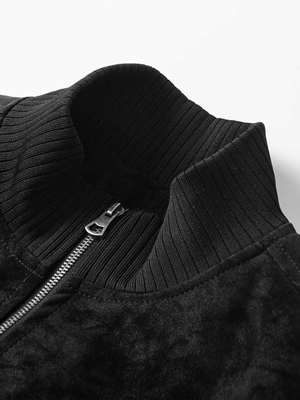 Men's Vintage Jacket, High Collar Ribbed Zipper American Casual Distressed Short Men's Jacket, Suitable for Daily Work Wear. - Coffee Color