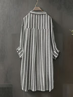 Targeted Development Women'S Long Sleeve Casual Striped Shirt, Suitable for Spring And Autumn - Black And White Color