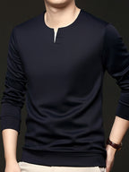 Spring/Autumn New Fashion Slim Fit Men'S Small V-Neck Long Sleeve Sweatshirt Comfortable Skin-Friendly Main Push Style - SINBOS - Navy