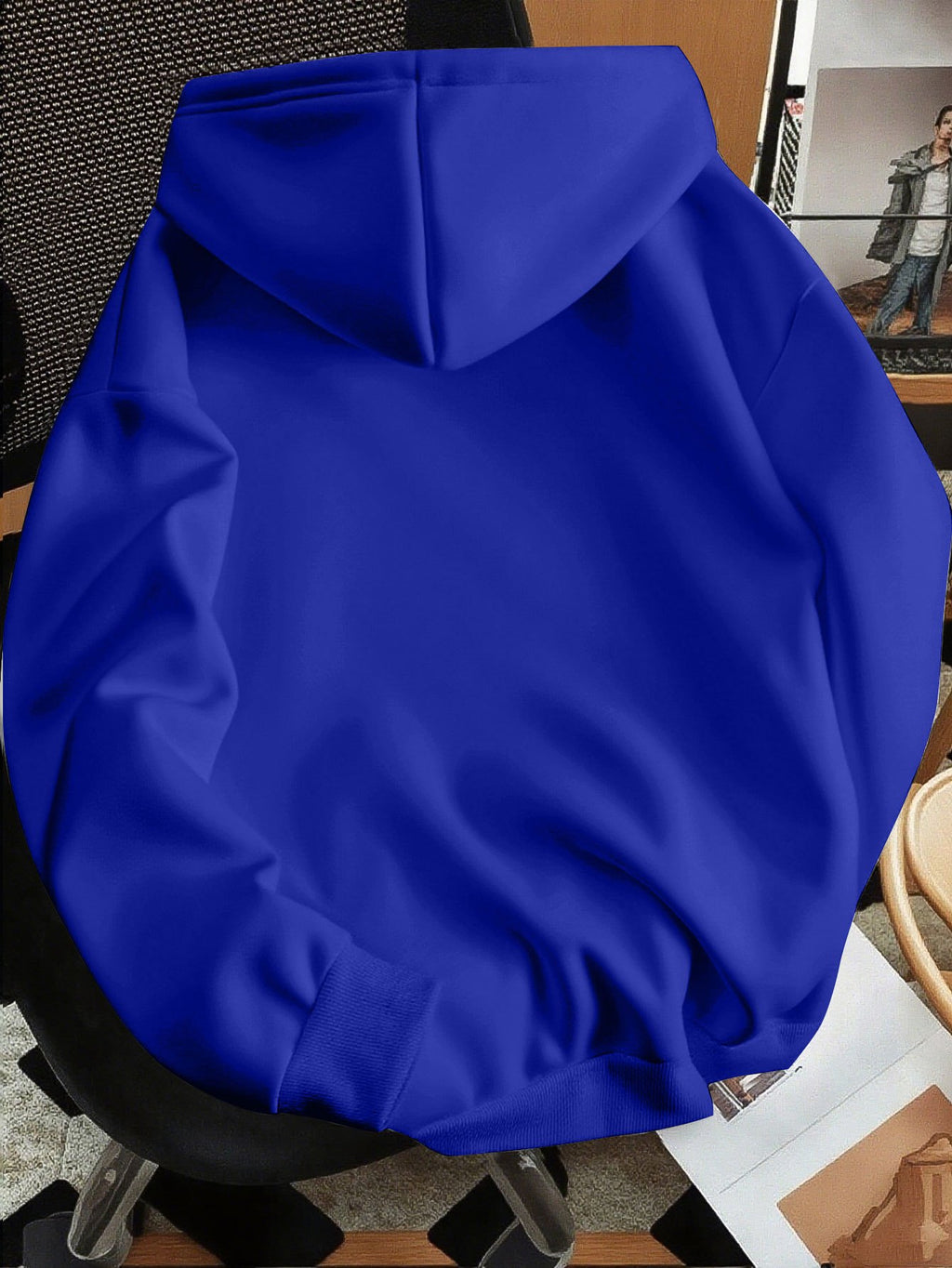 Minimalist Style Letter Print Hooded Sweatshirt, Versatile Top for Daily Casual and Commuting - Blue