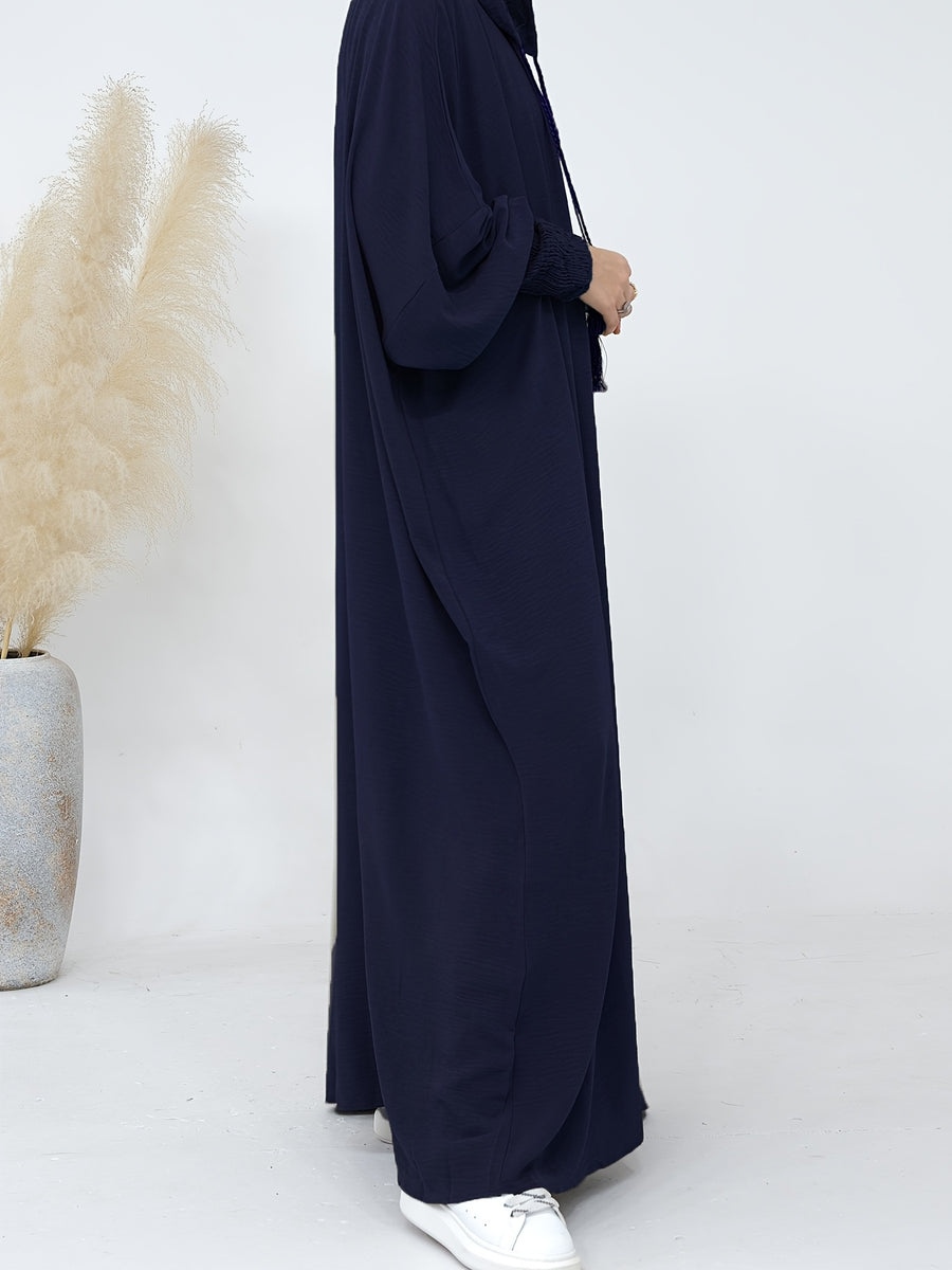 Plus Size - Plus Size - 1pc Prayer Jilbab Outfit for Muslim Women, Stylish And Elegant, Features a Solid Color, Ideal for Everyday Wear, Festivals, Gatherings, And Outdoor Events. Women'S Islamic - Navy Color