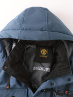 Men'S Autumn New Hooded Warm Coat | Casual Multi-Pocket Work Jacket with Detachable Hood And Zipper, Fiber, Regular Fit, Thick - Sea Blue