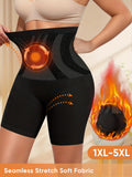 1-Pack Plus Size Panties, Enlarged Size, High-Waist Tummy Control, Shaping And Lifting, Seamless Panties, Women'S Underwear, Square-Cut Panties, Boxer Briefs - Black