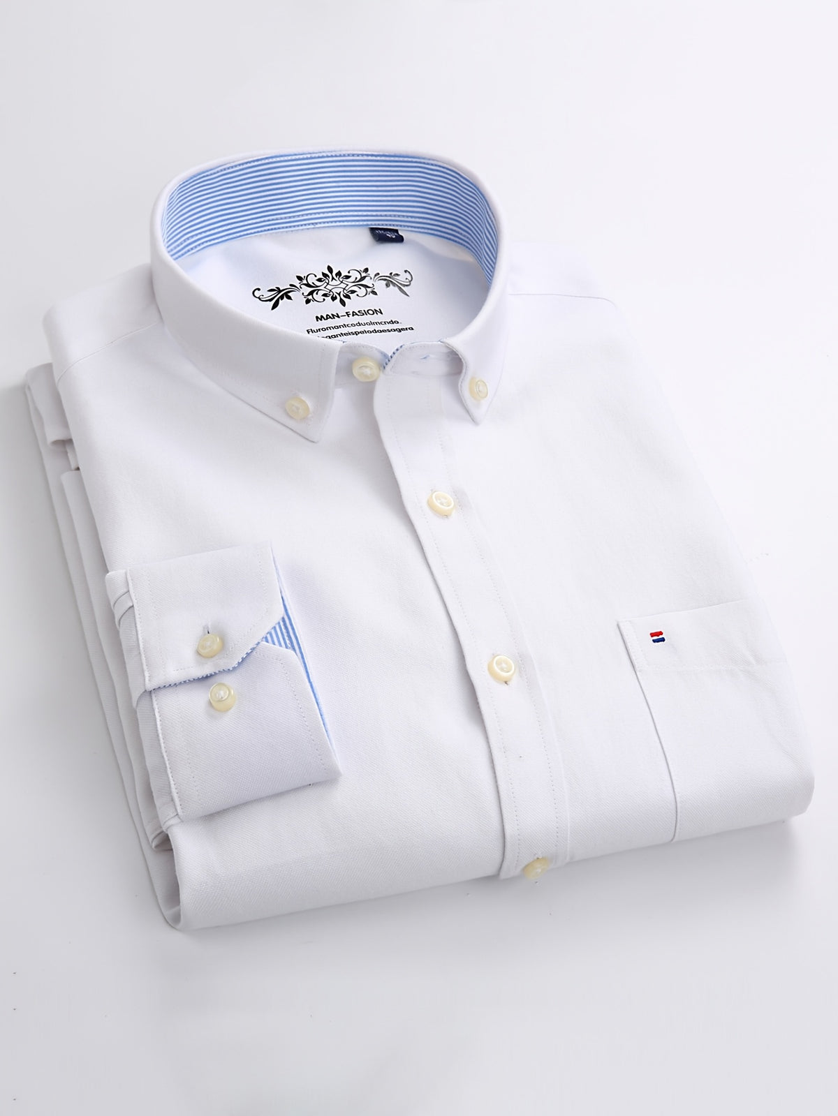 Men'S Long Sleeve 60 Oxford Dress Shirt, Casual - White