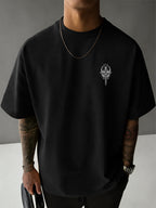 Men's 100% Pure Cotton T-Shirt, Zen Chakra Print, Breathable and Soft, for All Seasons, Casual Daily Commute - Black