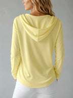 Autumn/Winter Women's Elegant Hooded Long-Sleeve Soft and Comfortable Sweatshirt - Yellow