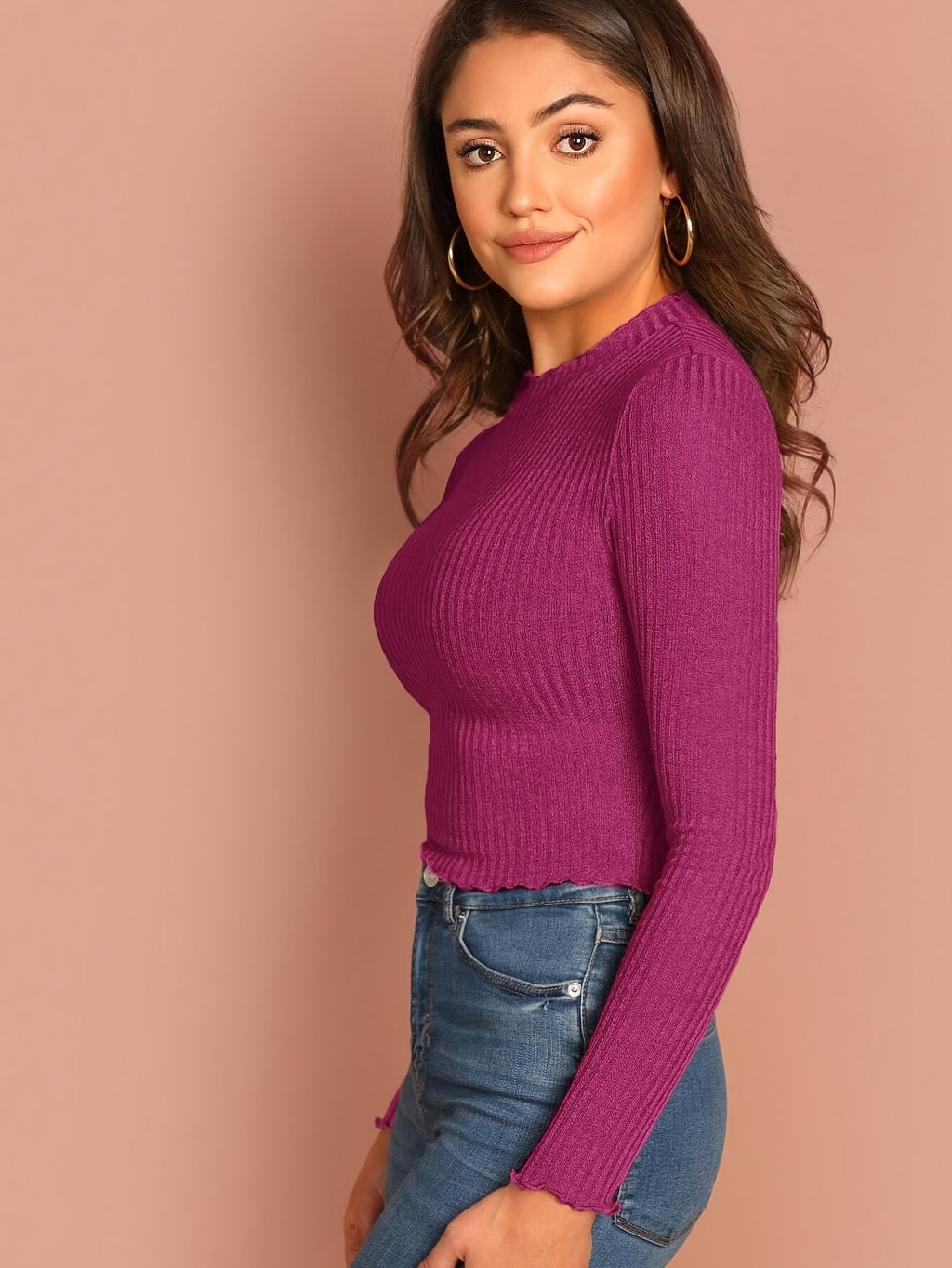 Women'S Solid Color Top - The color of rouge
