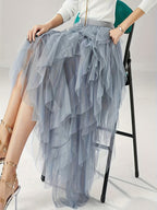 Classic Mesh Irregular Fairy Dress - Silvery Grey
