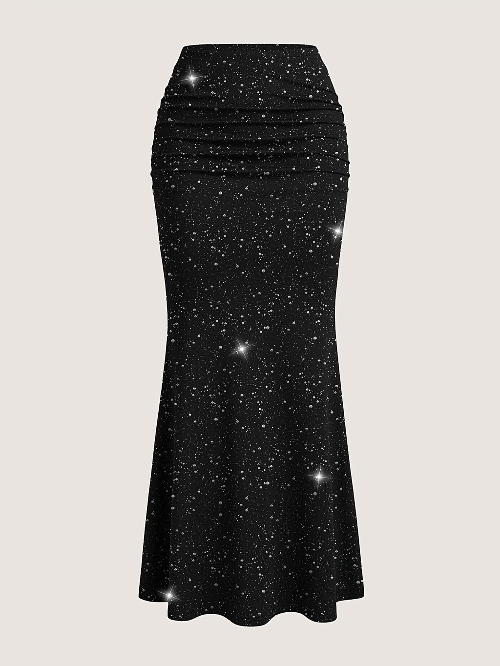 Summer Women'S Hot Silver Polka Dot Midi Skirt, Suitable for Daily Parties And Birthday Banquets - Black
