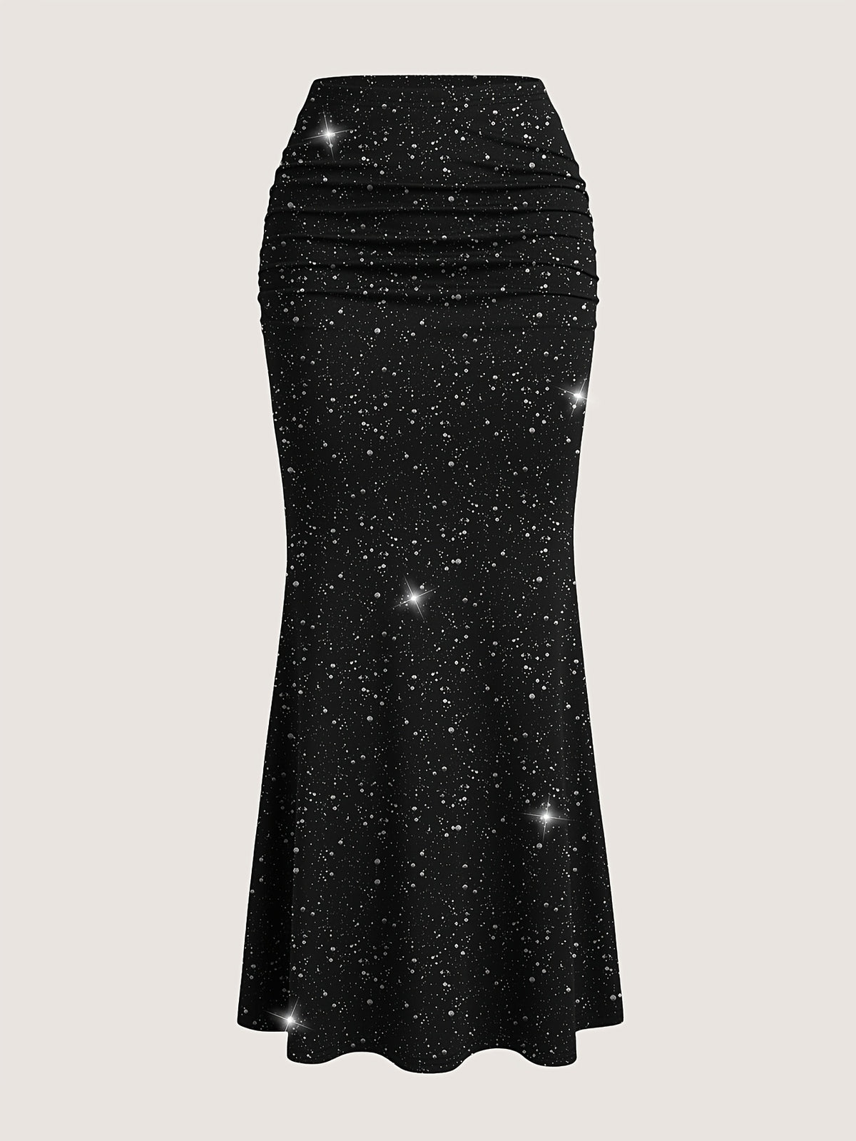 Summer Women'S Hot Silver Polka Dot Midi Skirt, Suitable for Daily Parties And Birthday Banquets - Black