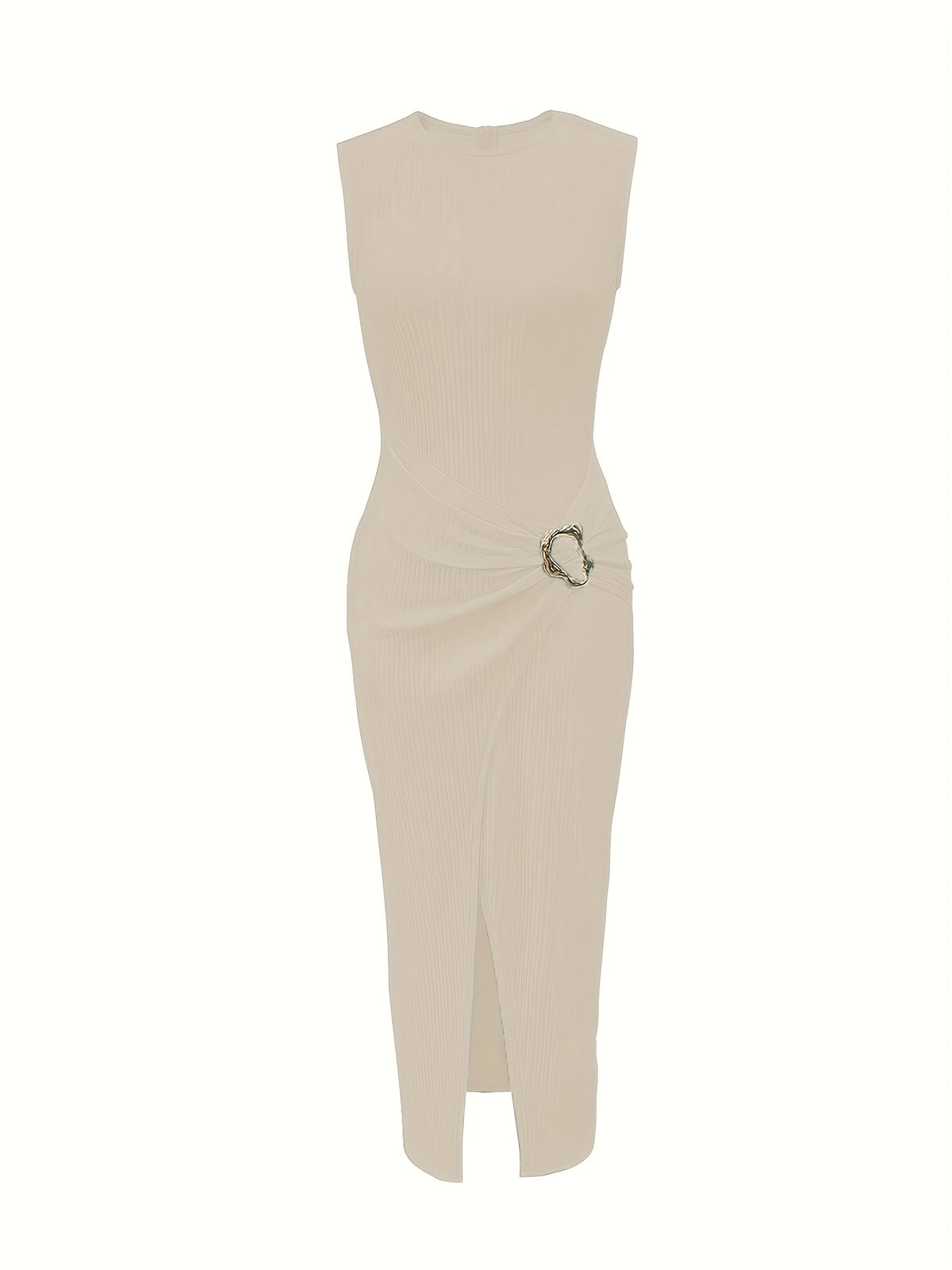 New Elegant Mix-and-Match Slit Sleeveless Dress - Apricot