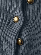 Men's Half-Turtleneck Sweater, Vintage Loose Drop-Shoulder Fit, Old Money Style Simple Casual Design, Autumn/Winter Warm Cable Knit Fabric, Skin-Friendly and Soft, Diagonal Placket with Button Row, Versatile Men's Knit Top, Men's Long-Sleeve Pullover - Dark Gray