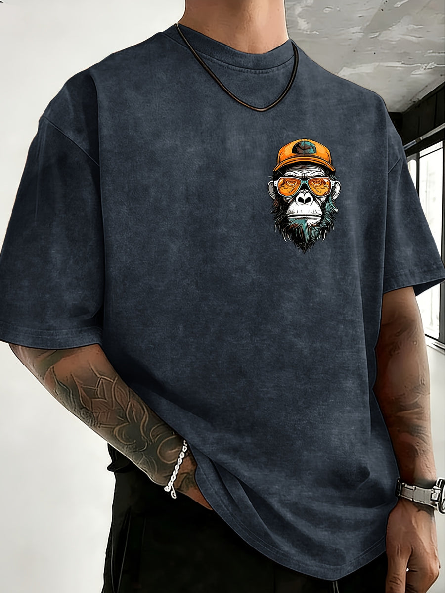 Summer Hot Item Unisex T-Shirt, Retro Distressed Style And Super Good Look! Pure Main Material, Breathable And Skin-Friendly, Comfortable to Wear, Suitable for Casual Commute, Sports Fitness, Outdoor Travel. Double-Sided Positioning Print - Navy Color
