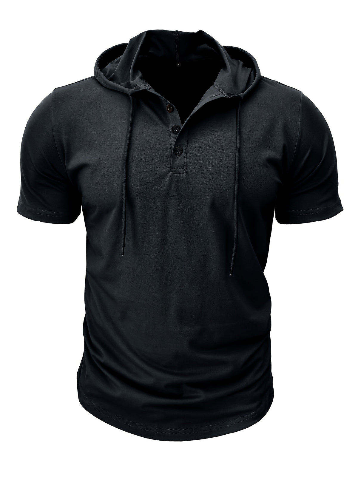 European and American Cross-Border Hooded Casual Sweatshirt for Men, Solid Color Hoodie Top, Men's Sportswear, Fitness Men's Short-Sleeve T-Shirt - Black
