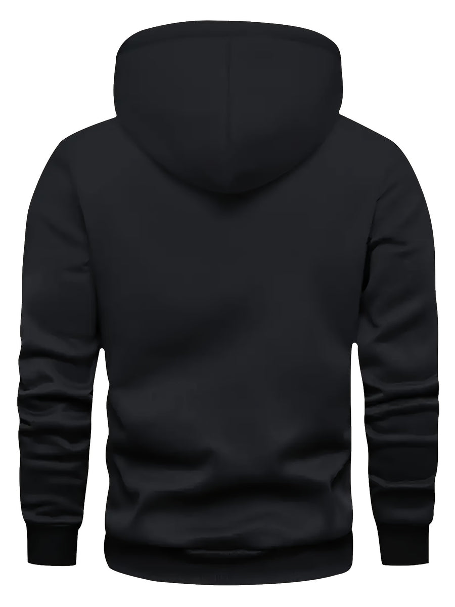 New Arrival: Men'S Hooded Sweatshirt with Geometric Print And Wrinkle-Resistant Fabric - Perfect for Casual Outings And Active Days! - Black 1