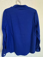 Elegant Special Edition Women'S Blouse - Long Sleeve Button-Up Solid Shirt, Breathable, Comfortable, Soft, Round Neck, Medium Stretch And Machine Washable, Suitable for Office, Commute, Or Formal Events, Refined Casual - Royal Blue