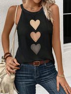 Gradient Heart Print Halter Top, Elegant Sleeveless Top For Summer & Spring, Women's Clothing - Black