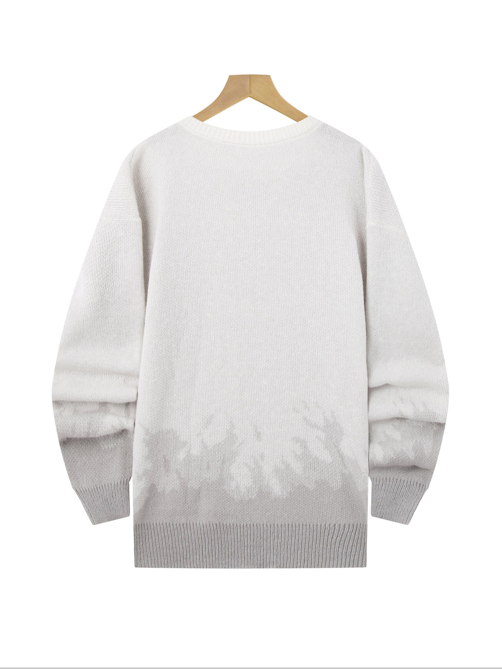 American High Street Gradient Flame Sweater | Trendy Design Knit Top - Light Grey