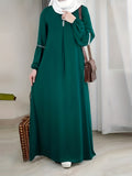 Middle Eastern Long Sequin Patchwork Dress Gown - Dark Green
