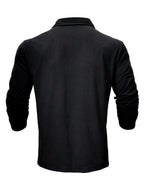 New Style Lapel European And American Style Men'S T-Shirt, Solid Color, Cross-Border Foreign Trade Men'S Long-Sleeve Polo Shirt - Black