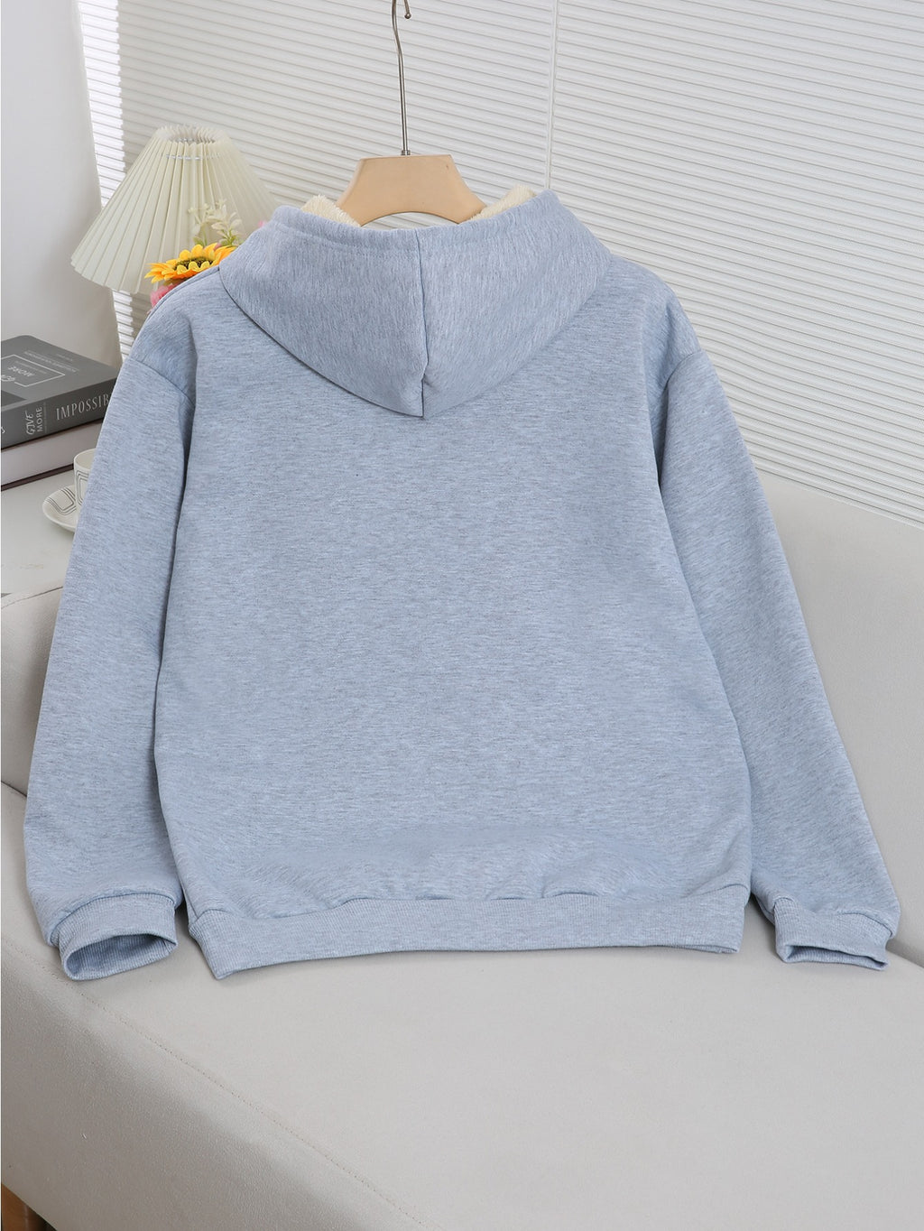 Women'S Home Wear Top [Imitation Print] Women'S Hot Style Heart Bear Print Sweatshirt, Fall Winter Fleece Hooded Warm Sweater, Suitable for Casual Home Wear Drawstring Hooded Sweatshirt - Light Grey