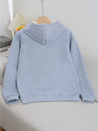 Women'S Home Wear Top [Imitation Print] Women'S Hot Style Heart Bear Print Sweatshirt, Fall Winter Fleece Hooded Warm Sweater, Suitable for Casual Home Wear Drawstring Hooded Sweatshirt - Light Grey