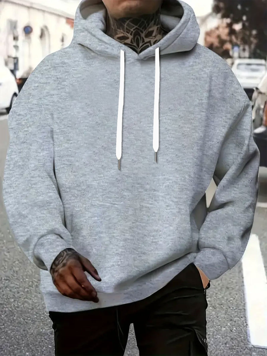 Warner Authorized Men'S New Trendy Hoodie, Warner'S 'Le Yi Tong' Co-Branded Le Yi Tong Street Style Bunny Print Hoodie, Casual Daily Drawstring Hoodie, Long Sleeve Pullover, Machine Washable, Versatile Sports Casual Loose Men'S Casual Hoodie, Fro - Light Grey