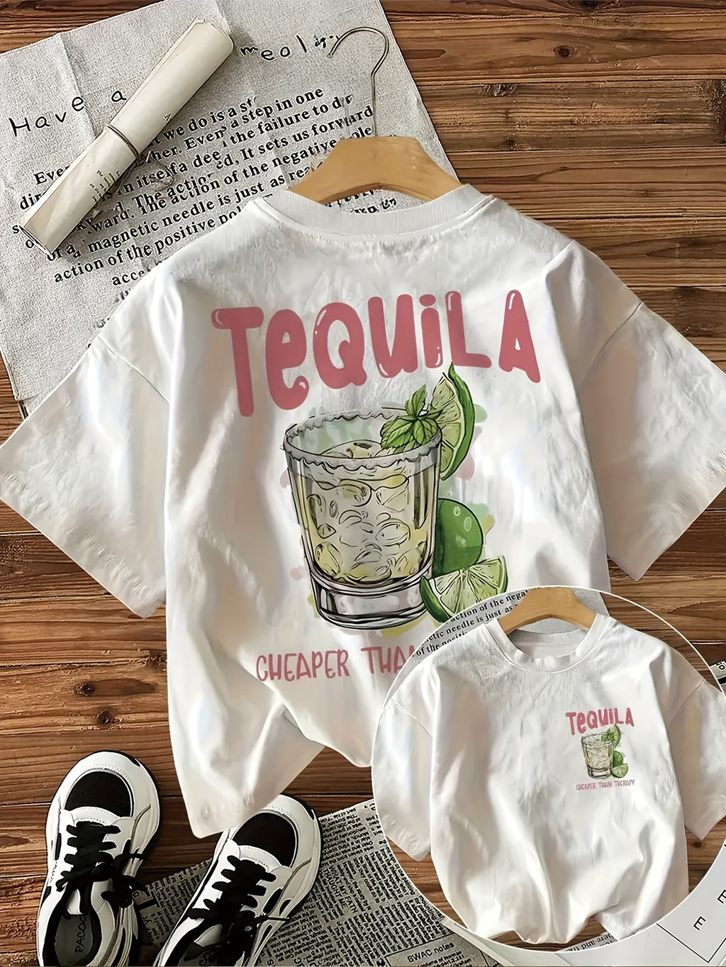Graphic Print T-Shirt, Summer And Spring Short Sleeve Round Neck Casual Top Women'S Clothing - White