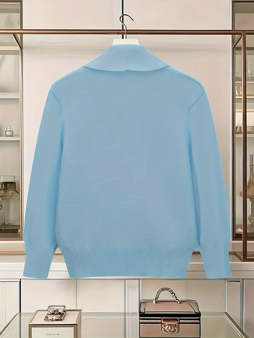 Women's Turn- Collar Cardigan Coat - Light Blue