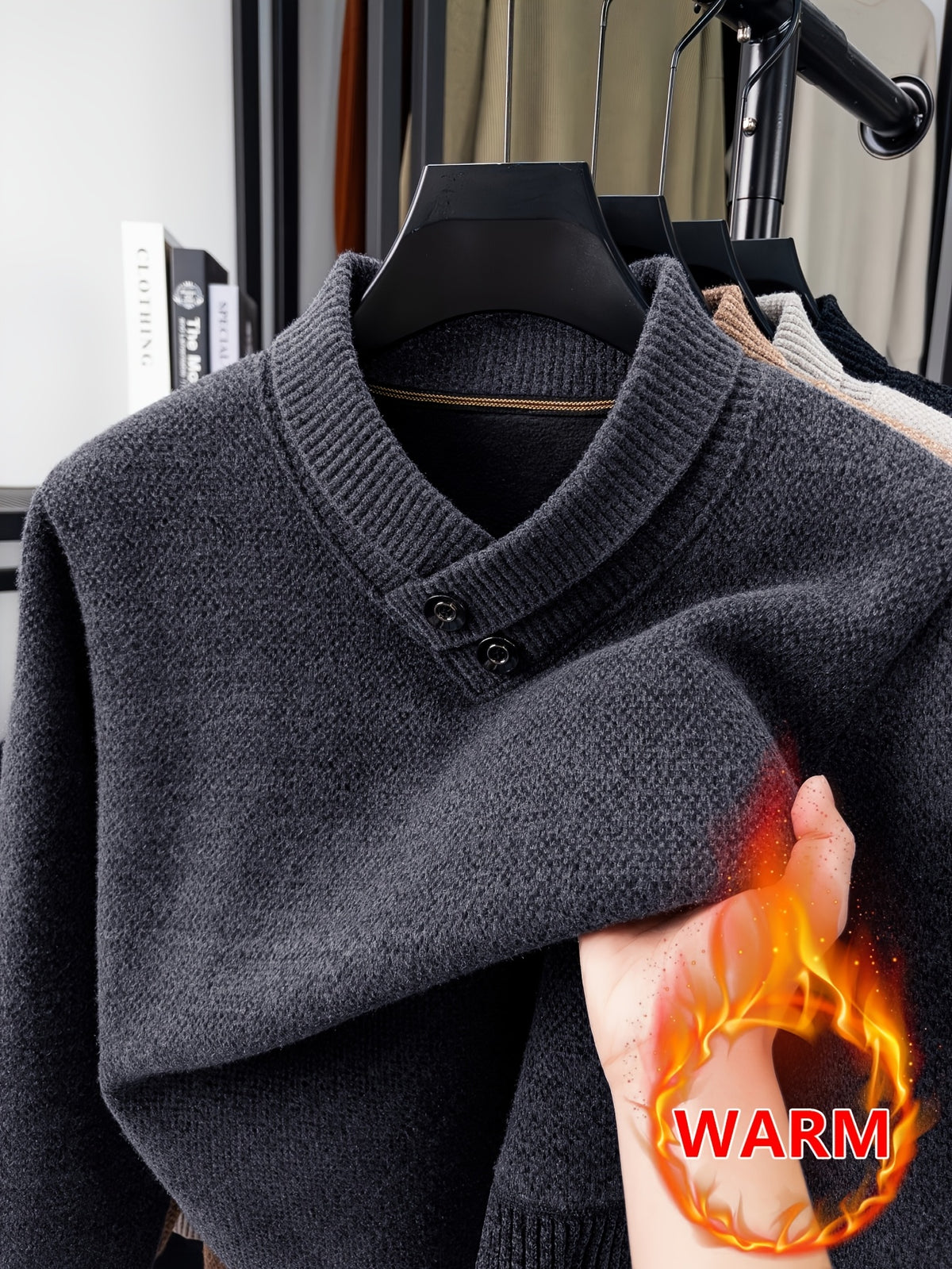 Minimalist Urban Knit Sweater Warm Daily Commute - Grey