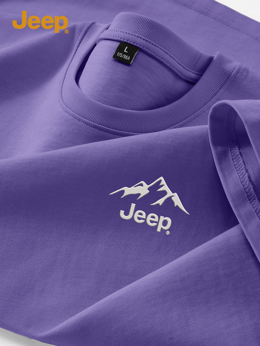 JEEP Men'S 100% Short Sleeve T-Shirt, Casual Fashion Comfort Sports Tee for Summer - Purple