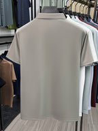 [Villa Le Water OBM] Summer Men'S Lapel Polo Shirt, Fashionable And Versatile Light Luxury Top, Business Casual Breathable Short Sleeve T-Shirt, Suitable for Daily Work Wear - Khaki