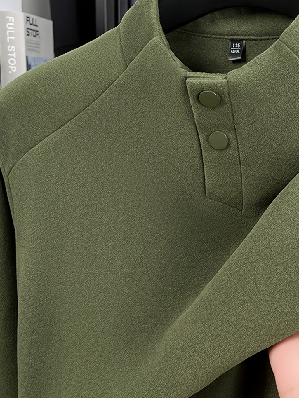 Men's Henley Neck Raglan Sleeve Velvet Long Sleeve Base Layer Shirt, Offers More Layering Than Regular Crew Neck or Half-Zip Collar Styles - SINBOS - Green
