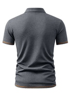 A06-1576BOSS Men's 2pcs Waffle Knit Textured Short-Sleeve Polo Shirt, Three-Dimensional Breathable Non-Deforming T-Shirt, Summer Business Casual Versatile Durable Men's Top, Multiple Colors Available - Gray Blue